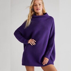 Free People Ottoman Slouchy Tunic Sweater Grape Size Small